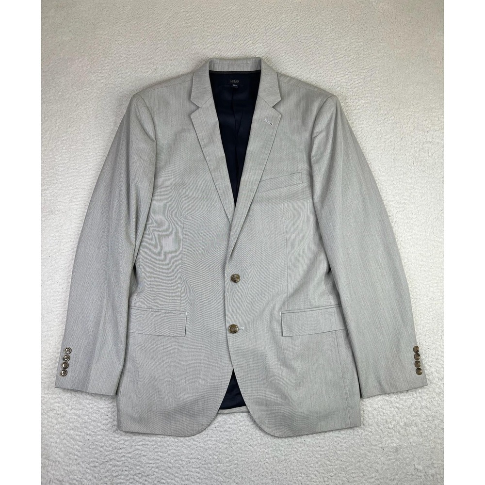 J.Crew Ludlow Jacket Blazer Mens 42L Gray Stripe Cotton Slim Fit 16899